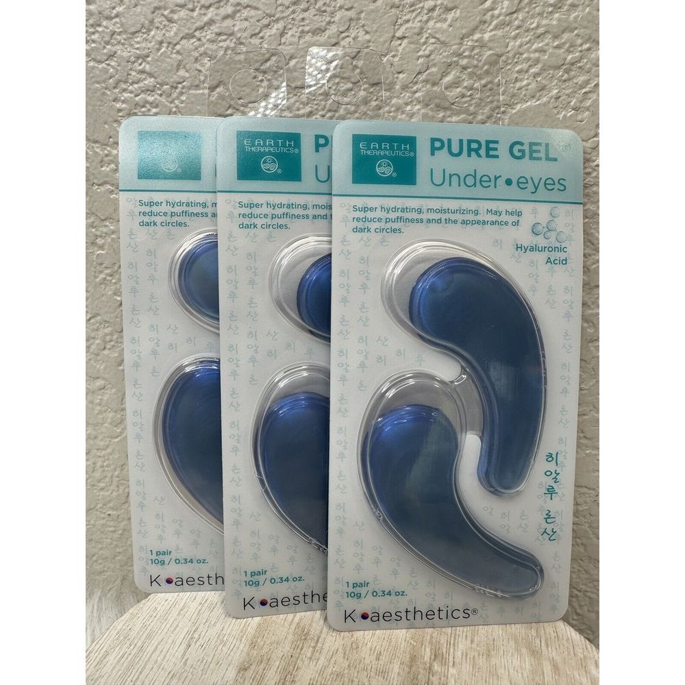 $11 🌙 Earth Therapeutics Pure Gel Undereye Hyaluronic Acid, 3 PAIR NEW
